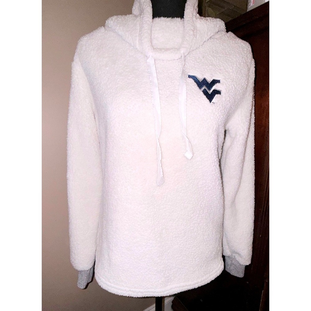 Camp David W Virginia WVU Sherpa Fleece Hoodie Women S White Excellent Pullover